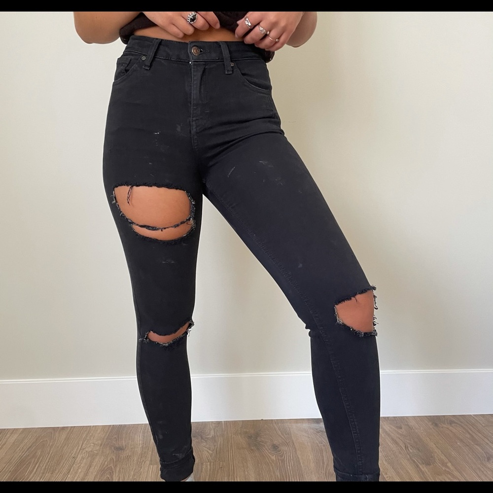 Topshop black ripped jeans